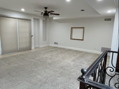 Living room interior and ceiling painted white.