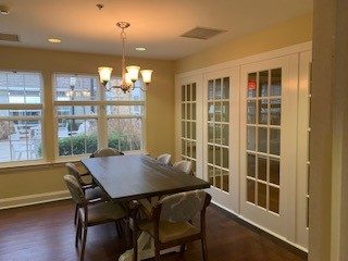 Interior Dining Room Drywall Painting and French Door Enameling
