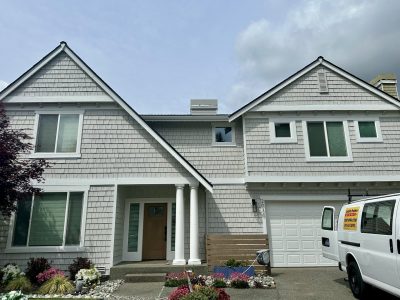 grey painted house exterior