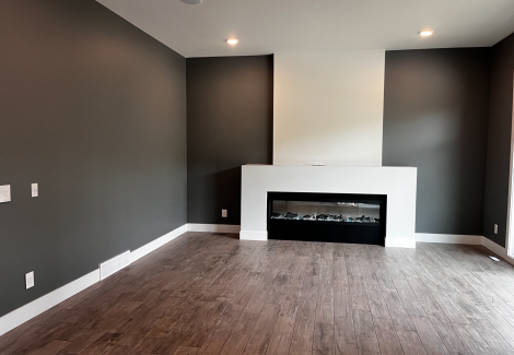 Medicine Hat, AB Residential Interior Living Room with Fireplace Paint Job