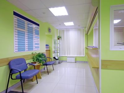 Green painted waiting room