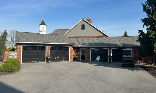 Exterior Carriage Garage Door Finishing, Cupola Painting, and Trim Enameling