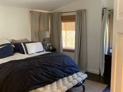 Bedroom after painting the walls and ceiling.