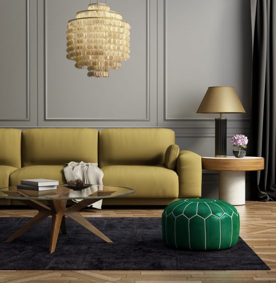 modern beautiful living room couch and wall
