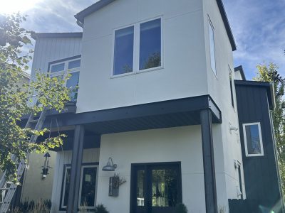 white and black painted home exterior