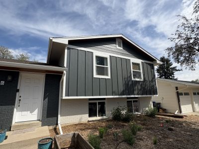 front of house with dark grey paint