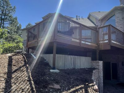 wooden deck with repainted railings