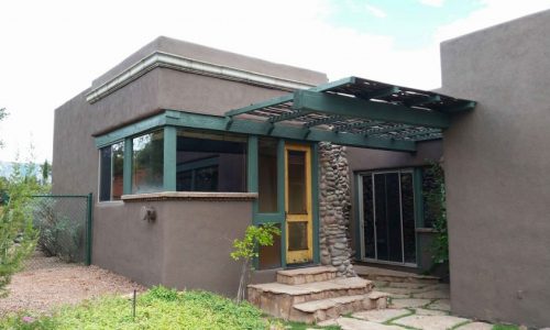 Brown Stucco & Green Features