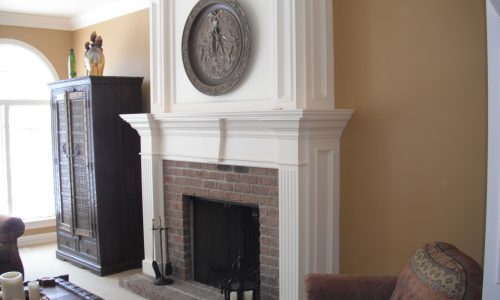 Living Room Drywall Painting and Multi-Tier Fireplace Mantel Finishing