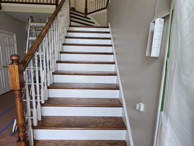 Home staircase painting project in Westmont.