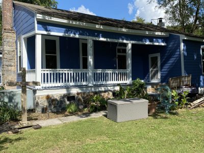 blue painted house