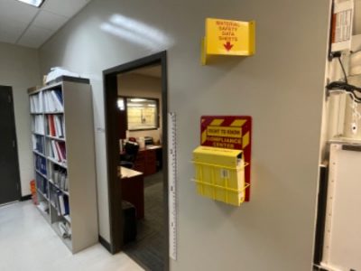 office doorway with file shelf