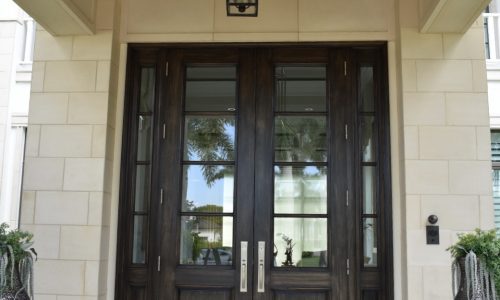 Portico Tongue-and-Groove Ceiling and Double Entry Door Staining