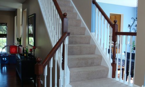 Interior Staircase Spindle Enameling and Foyer Wall Painting