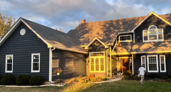 navy painted house exterior