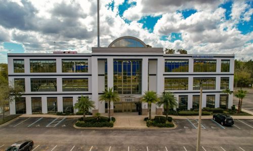 Commercial office exterior paint black and white
