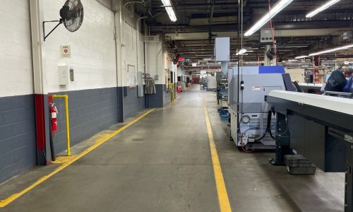 Industrial Walkway Before Line Repainting