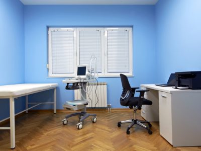 Blue walls in doctors office