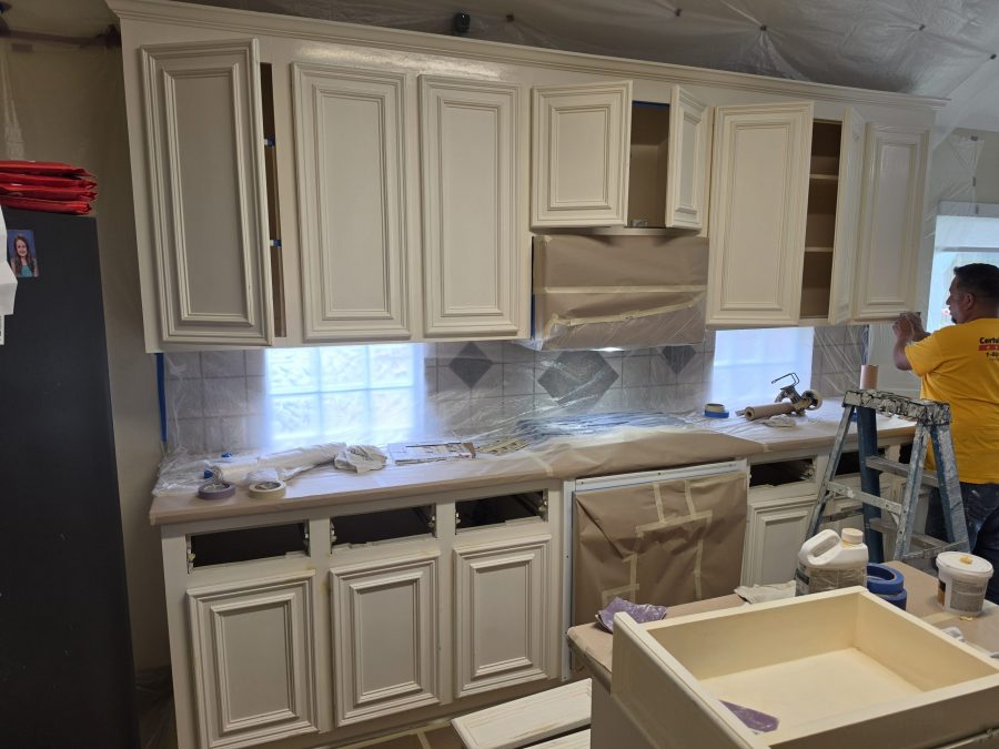 home kitchen cabinets prepped for repaint Preview Image 3