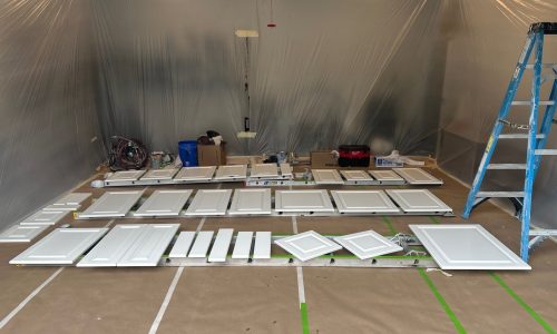 Garage Prepped as Temporary Spray Room