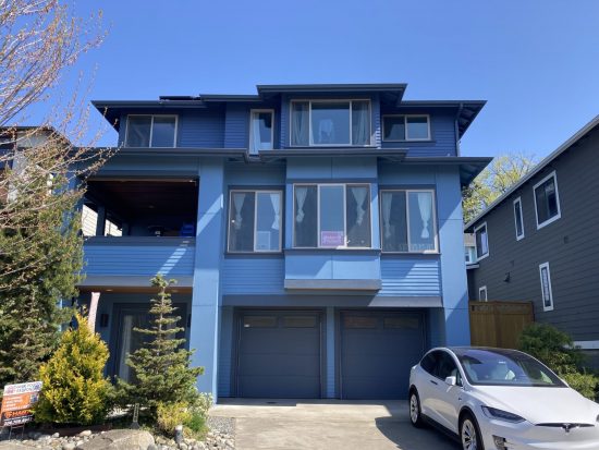 blue painted house