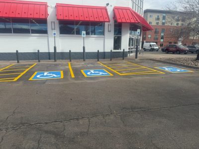 striped parking lot