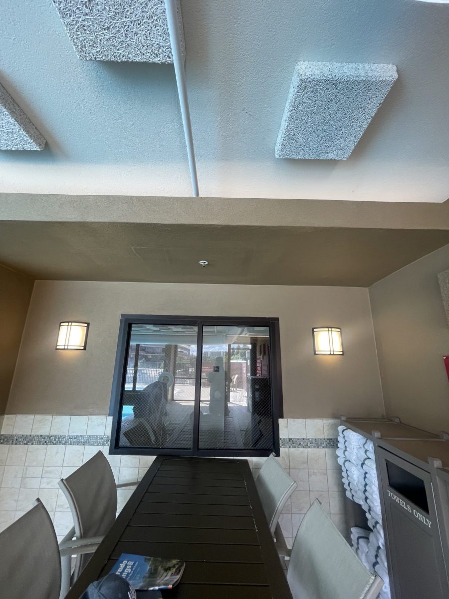 pool area with repaired and painted ceiling Preview Image 1