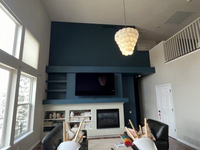 living room with accent wall