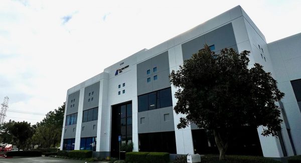 industrial building and front parking lot