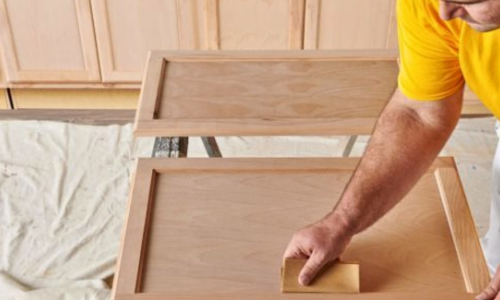 preparing the cabinet for painting