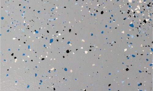 Gray Epoxy Coating With Black, White & Royal Blue Flecks
