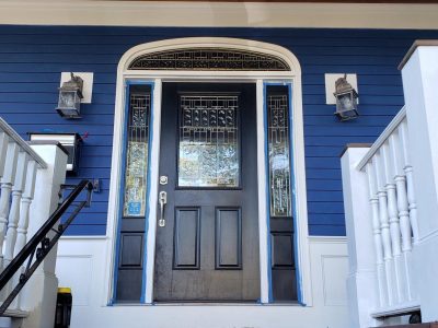exterior house painted blue