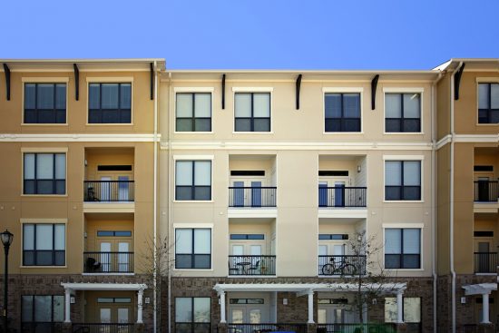condo painted tan and yellow