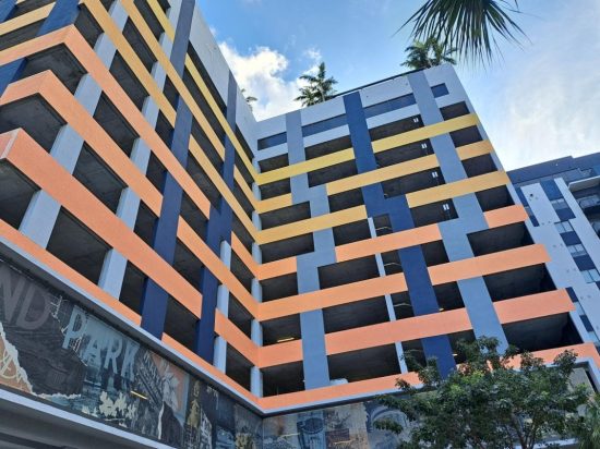 colorfully painted parking garage