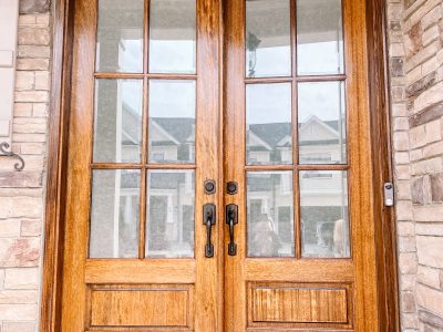 Double door entrance staining