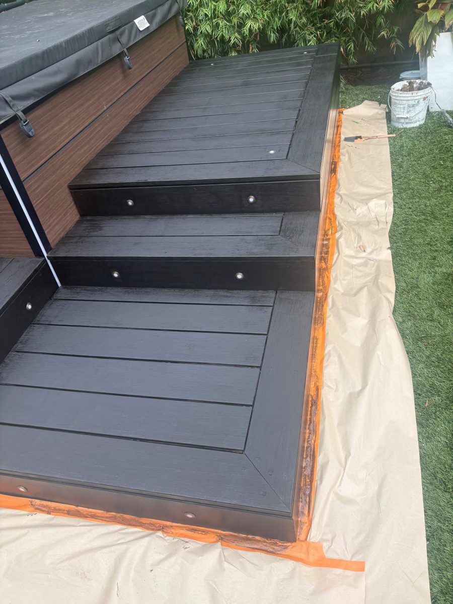 backyard hot tub with painted deck Preview Image 1