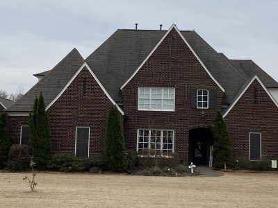trim, shutters and windows painted.