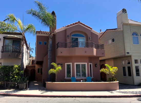 Exterior stucco house painting in Long Beach.