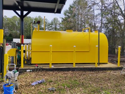 repainted yellow diesel fuel tank