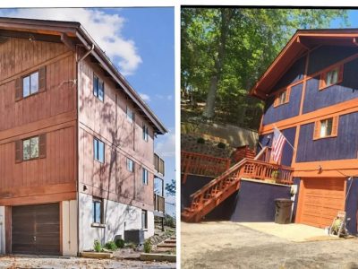 wooden house painting transformation