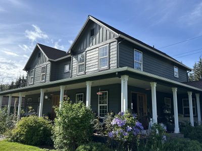 dark green painted house exterior
