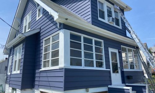 Fiber Cement House Painted Dark Blue