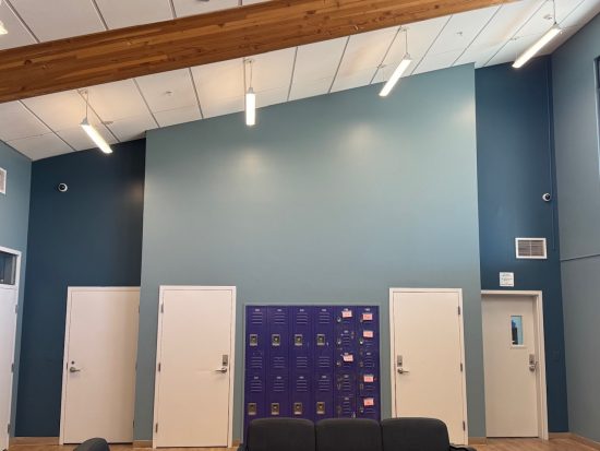 wall with lockers
