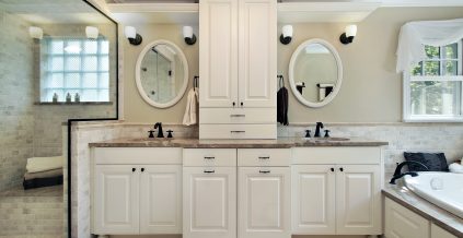 White & Beige Residential Bathroom