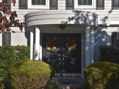 black front door painting