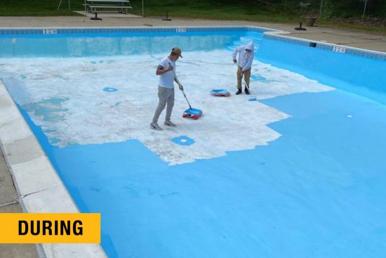during painting process of pool project