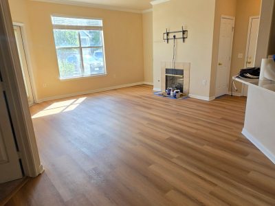 house interior with beige walls and repainted white trim