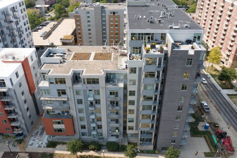 Condo Painting Project arial view of building roof top garden Preview Image 8