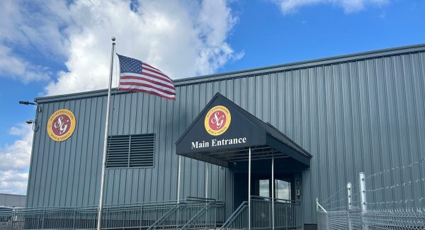 painted warehouse exterior entrance